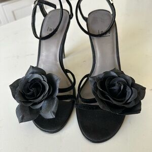 Impo Black Floral Heeled Sandals